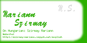 mariann szirmay business card